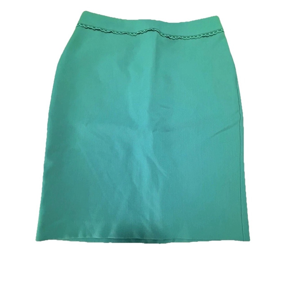 Ann Taylor Watermelon Green Pencil Split Skirt Sz 4 Scallop Office Classy Lined